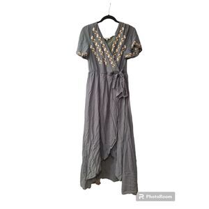 Wren and Ivory Boho Maxi Wrap Green Grey Size Small